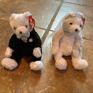 Set of two Ty Beanie Babies Bride and Groom 2002